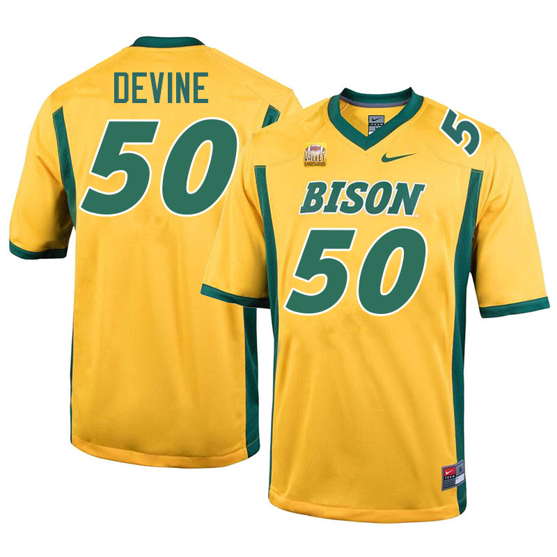 North Dakota State Bison #50 Damian Devine College Football Jerseys Stitched-Yellow